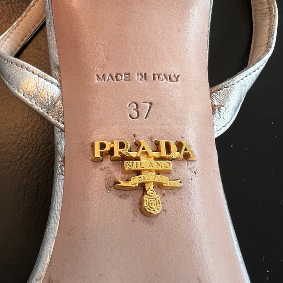 Prada Sling Back Silver Heels - Picture 4 of 8